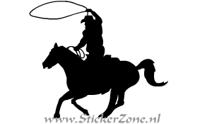 Sticker van een Cowboy te paard met een lasso